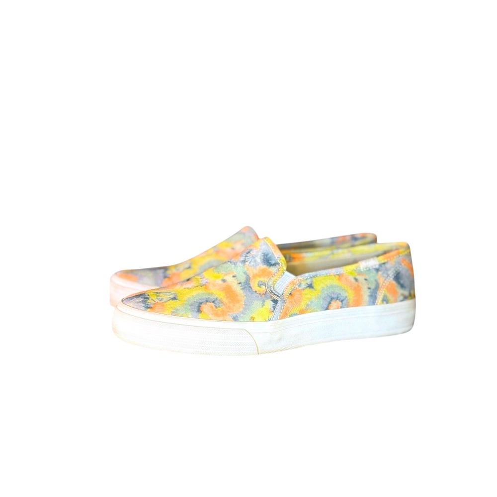 Keds Double Decker Tie Dye Slip On Sneakers Yellow Orange Blue Canvas Shoes 8.5